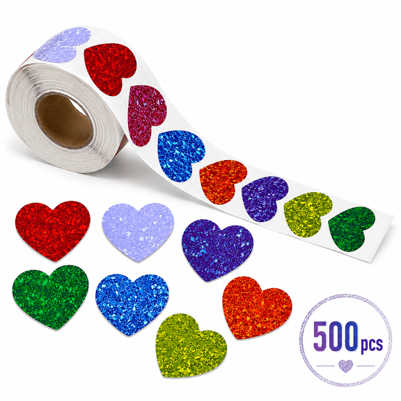 Heart Sticker Multi-color Self-Adhesive Heart-Shaped Stickers Valentine's Day Heart Stickers for Valentine's Day or Wedding Decorations 500 Pieces 1"
