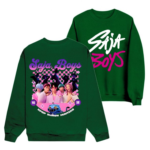 Nvse 2026 KPop Demon Hunters Huntrix Crewneck Sweatshirt Women Men Pullover Long Sleeve Streetwear Fashion Clothes#Green S
