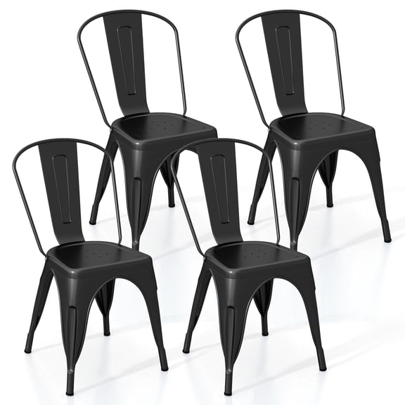 Gymax Tolix Style Metal Dining Chairs Set of 4 w/ Removable Backrest for Dining Room