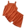thumbnail image 2 of Cethrio Kids Girls Outfit Sets, Summer Solid Color Sleeveless Shirts and Shorts Set Orange Size 12-18 Months, 2 of 5
