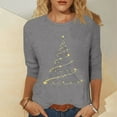 thumbnail image 2 of Fiaer Women Long Sleeve T Shirts Shine Christmas Tree 3/4 Sleeve Tshirts Fashion Crew Neck Comfort Baggy Relax Tops Grey XL, 2 of 4
