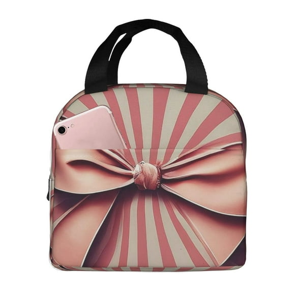 Vsdgher Retro Bow Lunch Bag, Lunch Box for Women Adult Men, Lunch Tote Insulated Cooler Lunch Container for Work/Office/Picnic/Travel