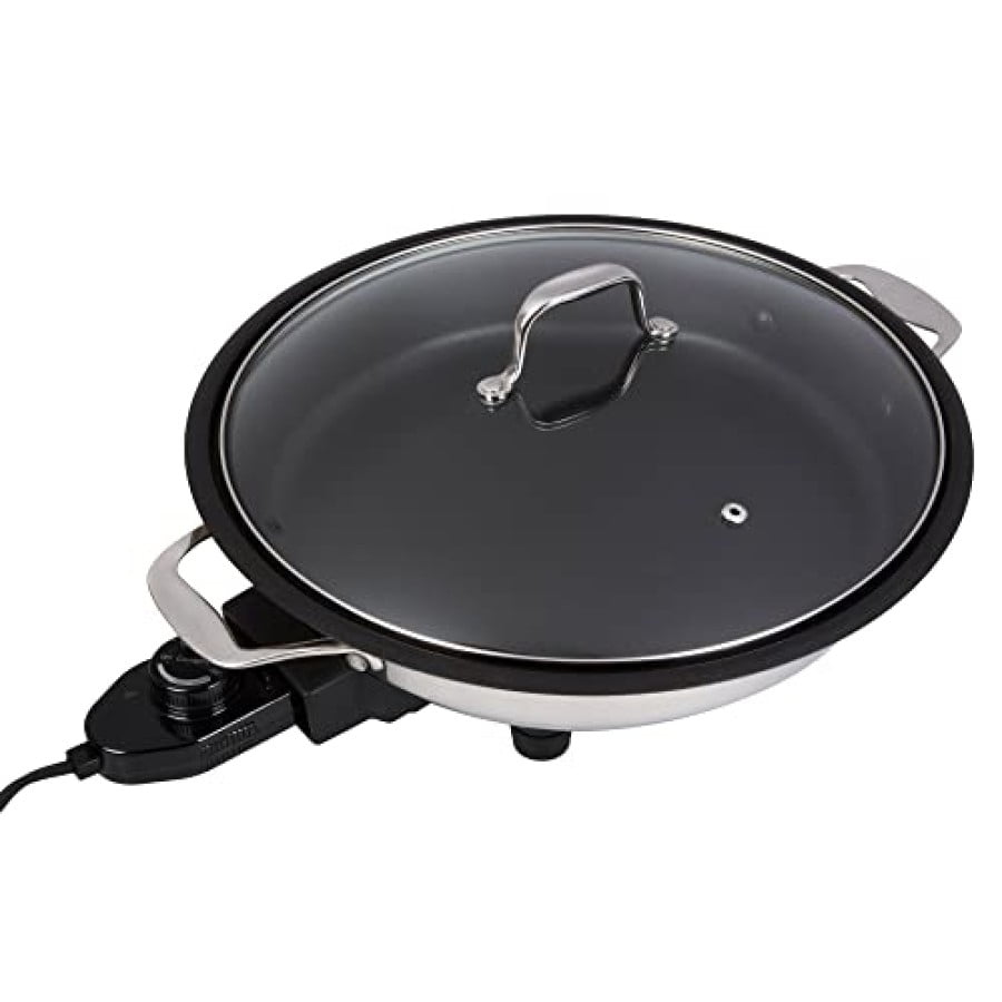 electric fry pan stainless steel interior