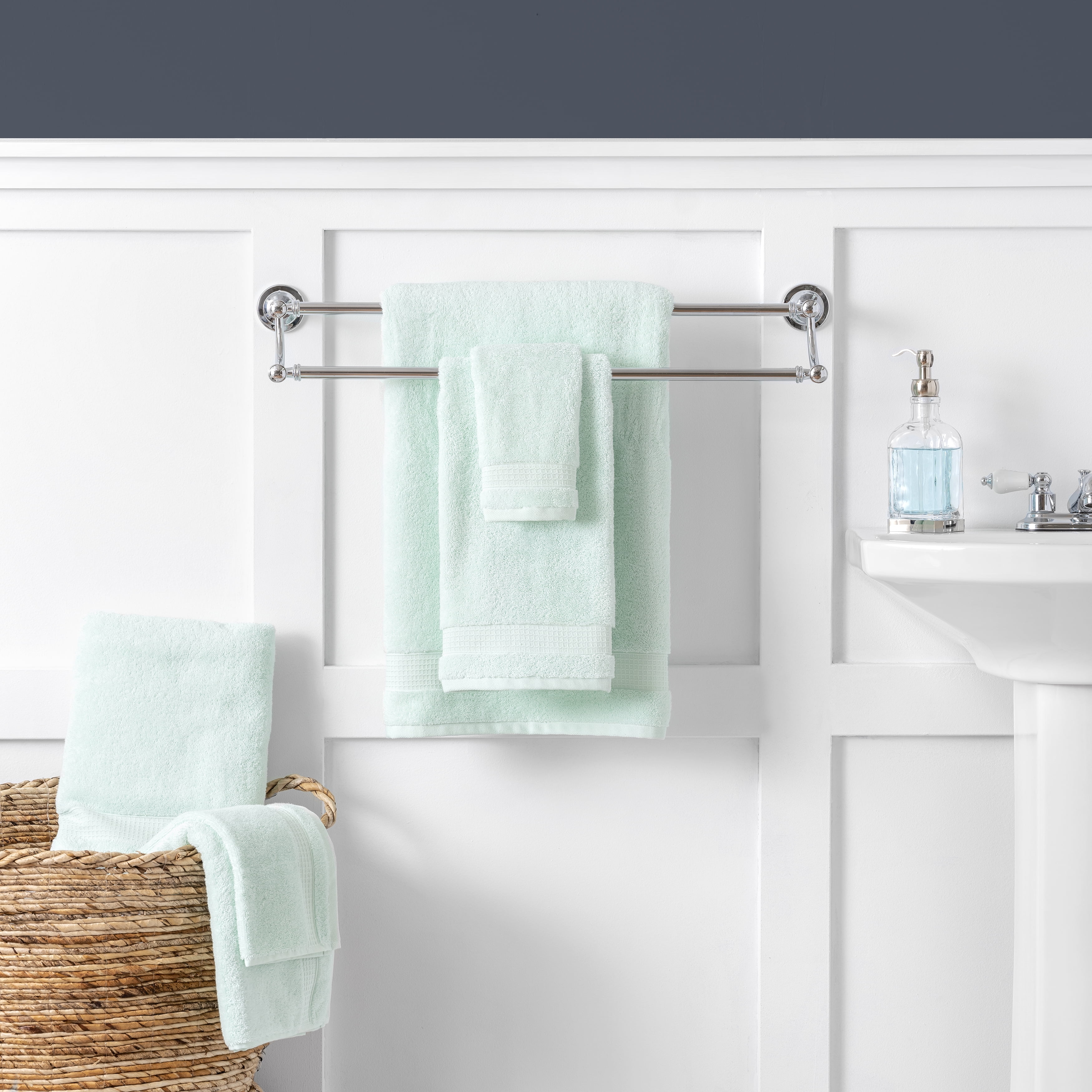 Mint Towel Set Martha Stewart Essentials 100% Cotton 6-Pc 