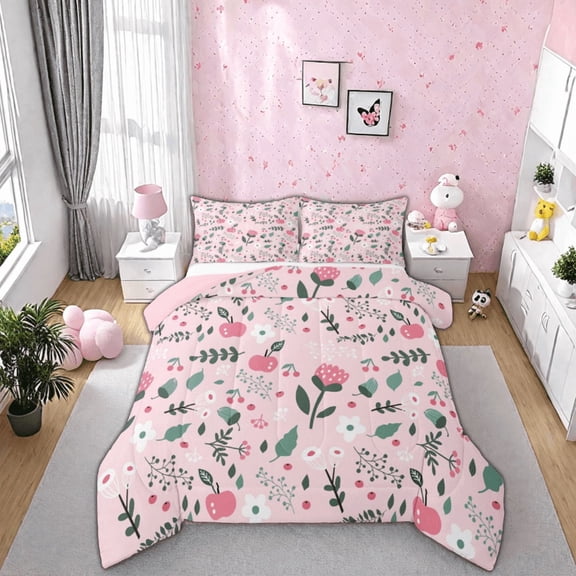 jejeloiu Cartoon Flower Bedding Comforter Set,Colorful Dsiay Floral Twin Comforter Sets,Spring Garden Bedding Set,Microfiber Room Decorative Reversible,2 Pieces
