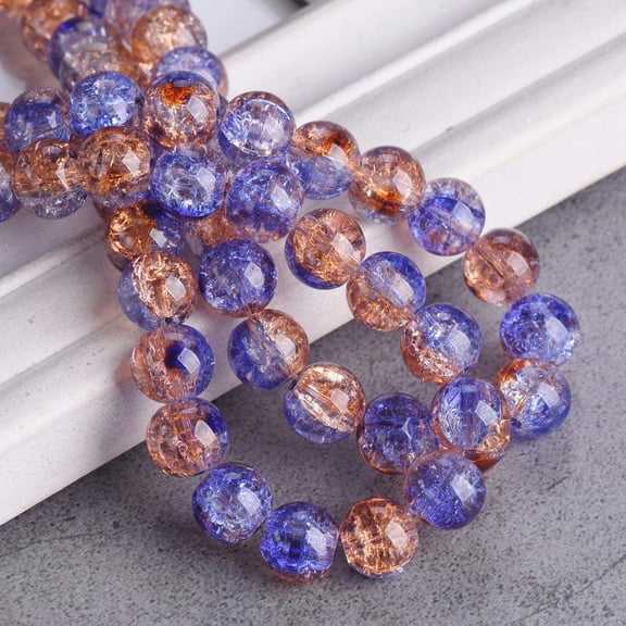 U8MO 20pcs 10mm Rainbow Colorful Crackled Crystal Glass Loose Bead For Jewelry Making-11#