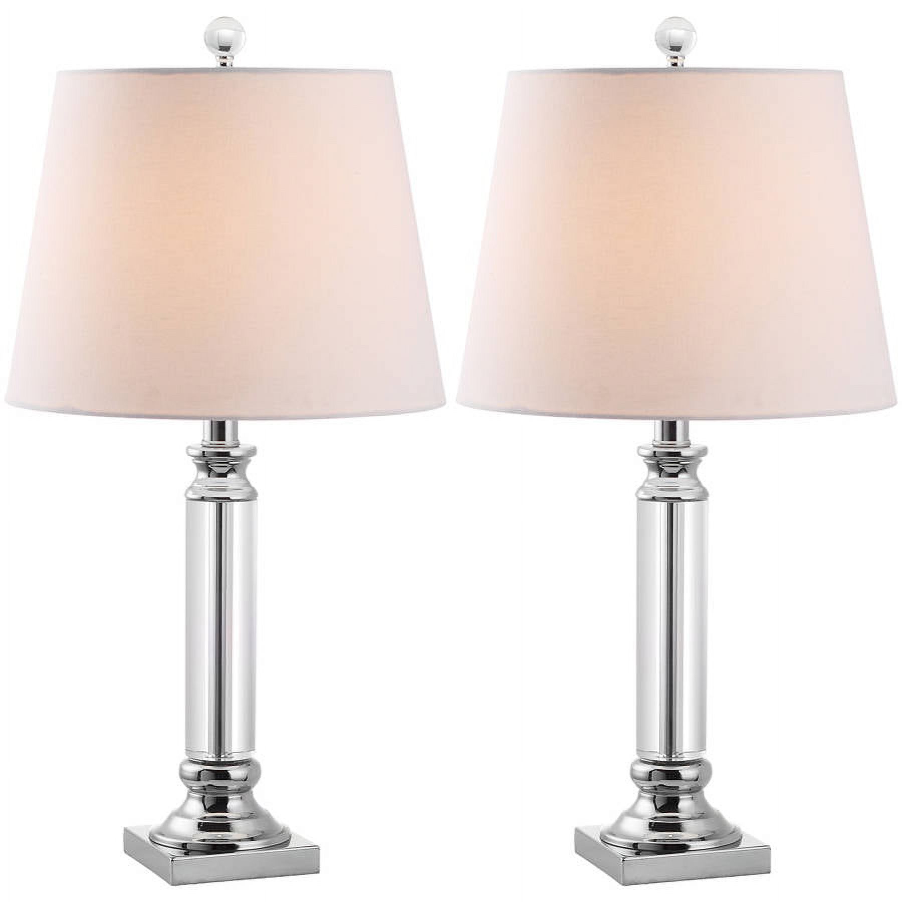 Safavieh Zara Glam Crystal Lamp with Linen White Shades Set of 2