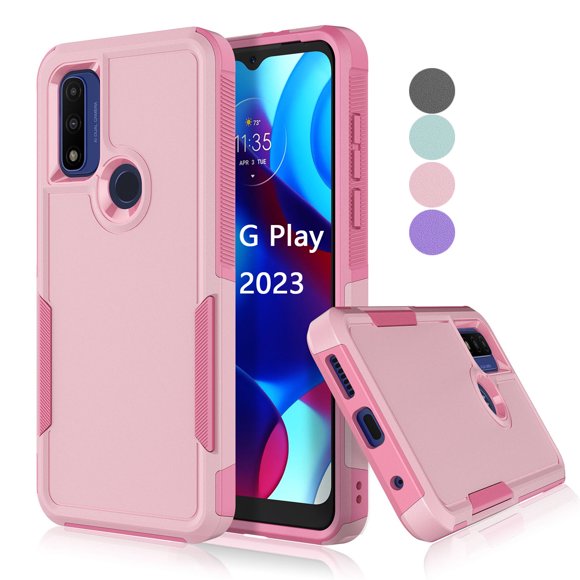 For Motorola Moto G Play 2023 Case ,Sturdy Phone Case for Moto G Play 2023,Tekcoo Shockproof Protection Heavy Duty Armor Hard Plastic & Rubber Rugged Bumper 2-in-1 Case Cover -Pink
