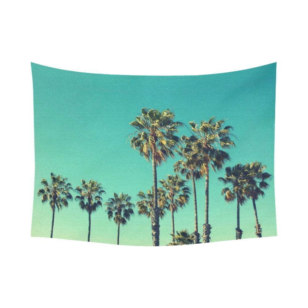 GCKG Sky Vintage Palm Tree Tapestry Wall Hanging Tropical Beach View