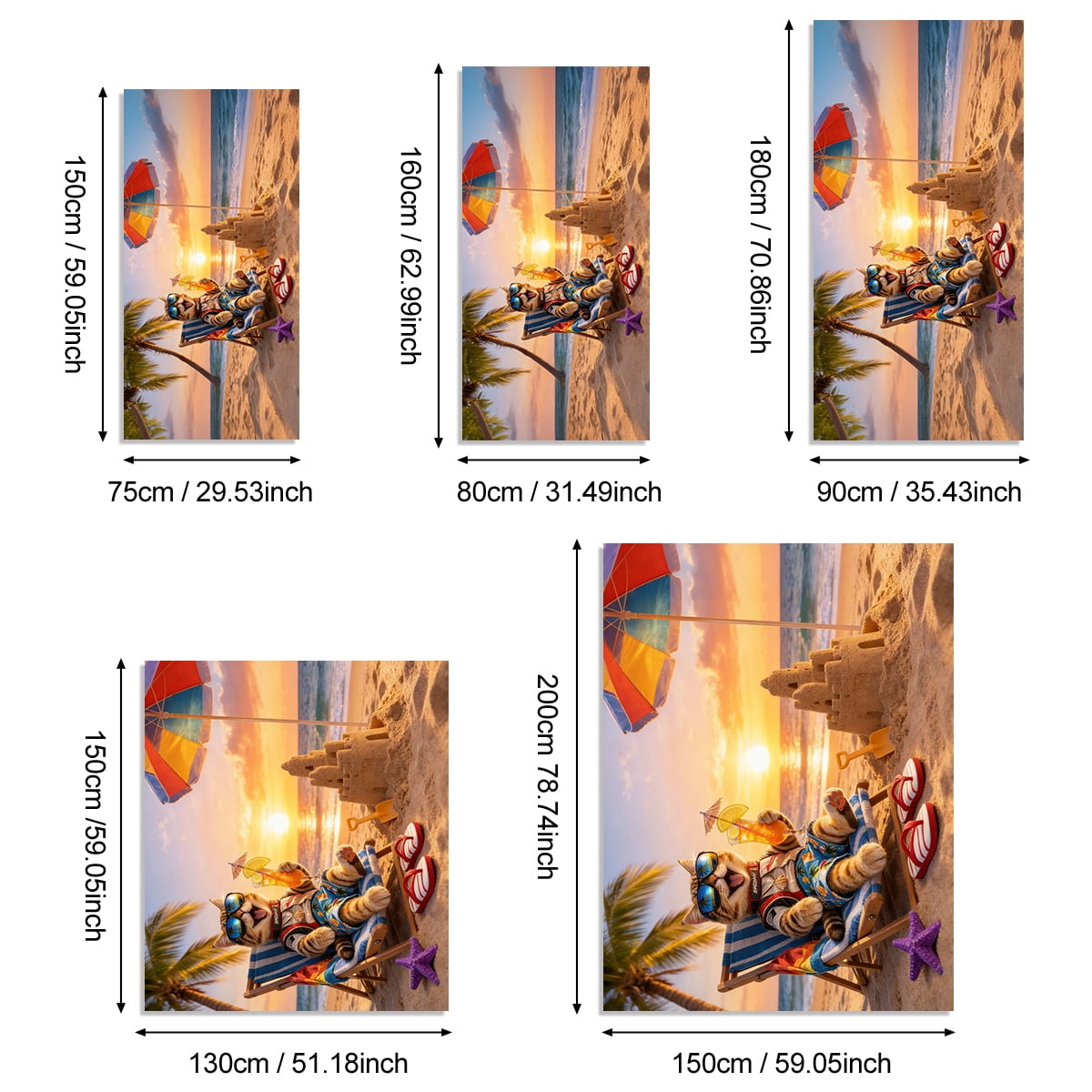 CCTFS Summer Beach Party 59×78in Oversized beach towels Microfiber for Beach Camping