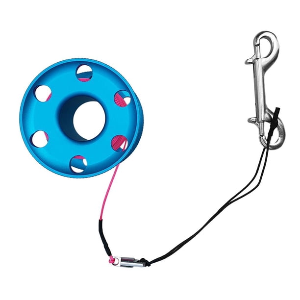 Carrete de Dedo para Buceo Sunnimix Hilo de Nailon y Broche de Doble Punta Azul 20m