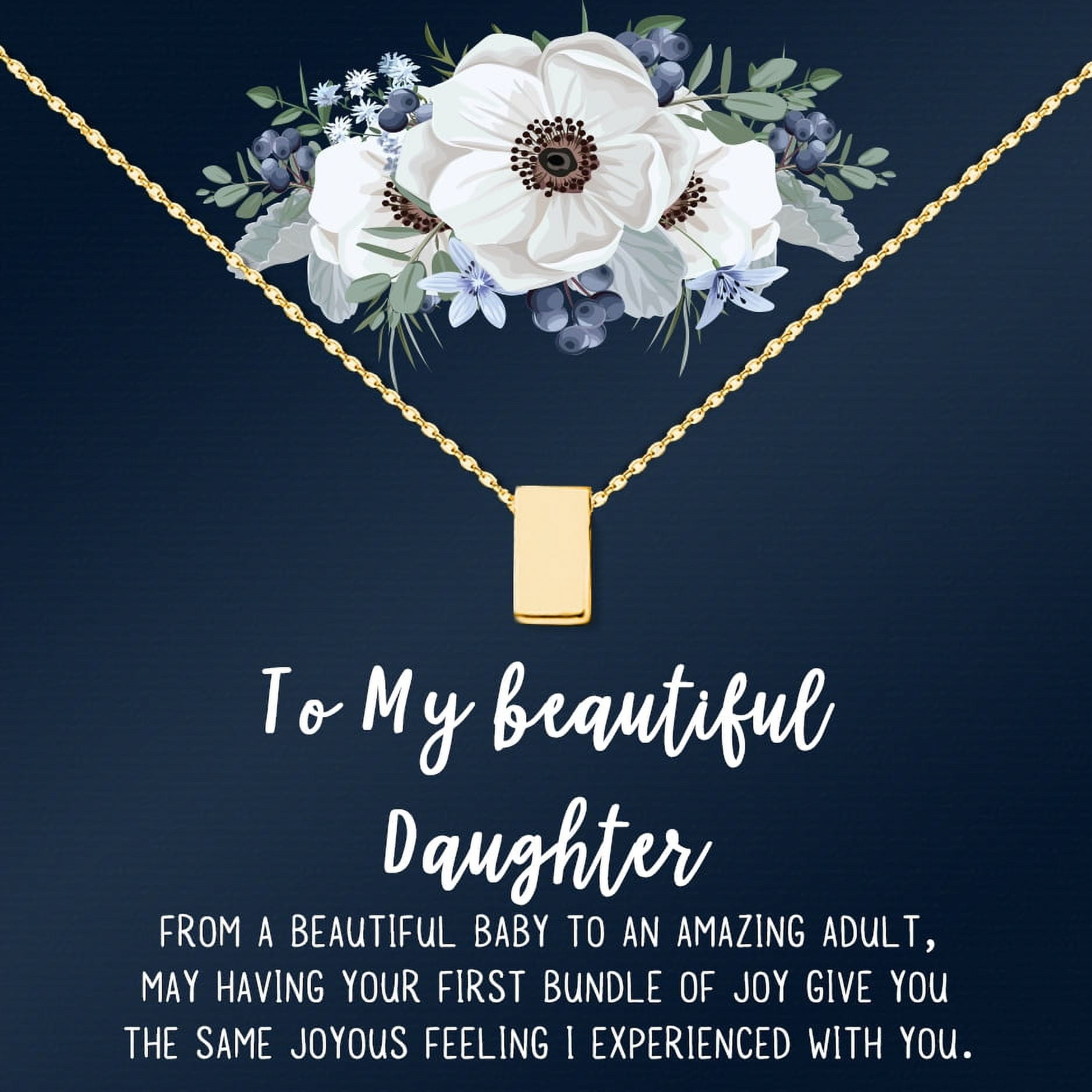 Mom Gifts, Cube Necklace for Mother & Daughter, Necklaces for Women, Best Birthday Gift Ideas, Pendant Mother's Jewelry For Her, Mothers Day [Gold Cube, No-Personalized Card]