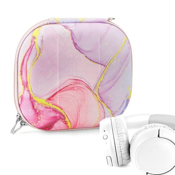 Geekria NOVA Headphones Case for Foldable On-Ear Headphones, Replacement Hard Shell Travel Carrying Bag, Compatible with AKG Y50BT/500, AKG Y45BT, Y400/40, Q460, N60NC Headsets (Pink Marble)