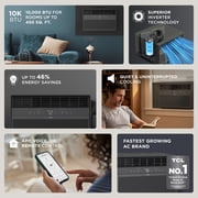 TCL 10,000 BTU Smart Inverter Window Air Conditioner (Black) - 450 Sq Ft, Up to 46% Energy Savings, Quiet Cooling Tech, 3-in-1 Cooling, Fan & Dehumidifier, Matter Wi-Fi, Remote Control - W10WC72-B