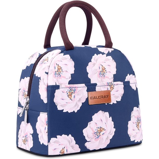 Bolsa de almuerzo para hombres y mujeres, fiambrera aislada para adultos, bolsa de almuerzo reutilizable para el trabajo, picnic, escuela o viajes (flor rosa) ZefeiWu 8390613897947