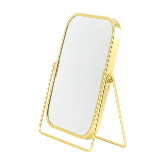 MERIGLARE Makeup Mirror 360 Degree Rotation Double Sided for Hotel Dressing Table Dorm Gold