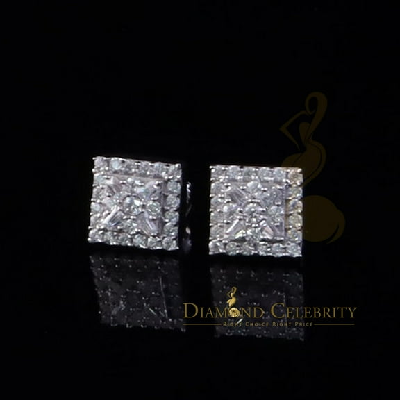 Diamond Celebrity's Best Women's/Men's 925 Silver White 0.75ct VVS D Moissanite Square Stud Earrings