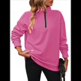 thumbnail image 3 of Sudaderas de Gran Tamaño para Mujer, Suéteres de Otoño, Sudaderas con Capucha de Moda, Jersey con Media Cremallera, Camisas de Larga, Ropa Rosa Roja M, 3 of 10