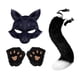 thumbnail image 2 of Máscara y cola para disfraz de gato de peluche, ligera, cómoda y decorativa. Negro, 2 of 9