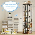 thumbnail image 3 of Homieasy Rotating Bookshelf, 360 Display Wood Spinning Bookshelves, 5 Tier Floorstanding Narrow Bookcase, Corner Bookshelf for Small Space, Rustic Brown, 3 of 7