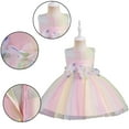 thumbnail image 7 of Godderr Toddler Newborn Girls Princess Dress 1M-3Y Christmas Girls Flower Dress Lace Rainbow Tulle Pageant Wedding Dresses Baby Sleeveless Mesh Rainbow Dress for Wedding Party, 7 of 7