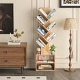 thumbnail image 3 of LEYAOYAO 9-Tier Zigzag Wooden Bookcase with Storage, Free Standing Tree Bookshelf for Office, Natural Oak, 3 of 8