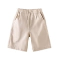 thumbnail image 2 of Toddler Boy Shorts Lightweight Solid Print Shorts with Pockets And Elastic Waist for Casual Khaki 15 Years-16 Years, 2 of 9
