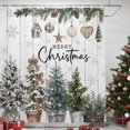 thumbnail image 3 of Farmhouse Christmas Shower Curtains for Bathroom, Winter Xmas Tree Pine Fruits Wooden Grain Waterproof Fabric Shower Curtain, Decorative Bathroom Curtain for Bathtub, 72"x72", No Hooks Included, 3 of 9