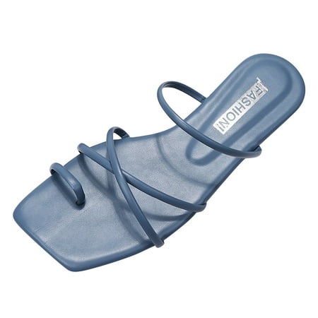 

Womens Sandals Women Flip Flops Square Toe Strap Beach Sandals Fairy Fashion Slippers Flat Bottom Open Toe Slippers Summer Casual Ffashion Beach Slippers Women S Sandals Pu Blue 41