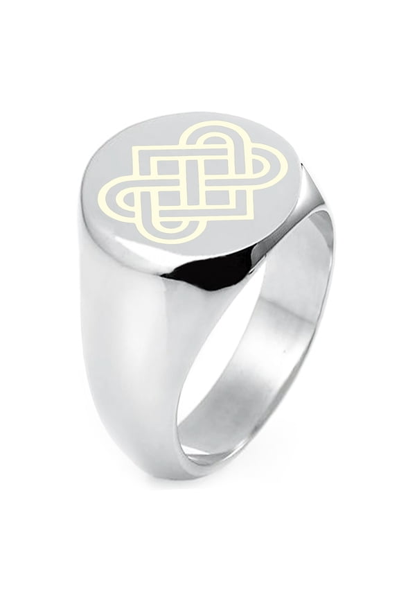 Sterling Silver Irish Heart Love Knot Engraved Round Flat Top Polished Ring