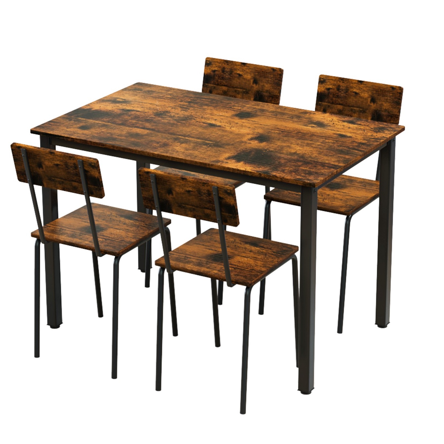 Leumius Dining Table Set for 4,Modern Wooden Kitchen Table, Square Dinette Set for Kitchen Dining Room,Dark Walnut 02