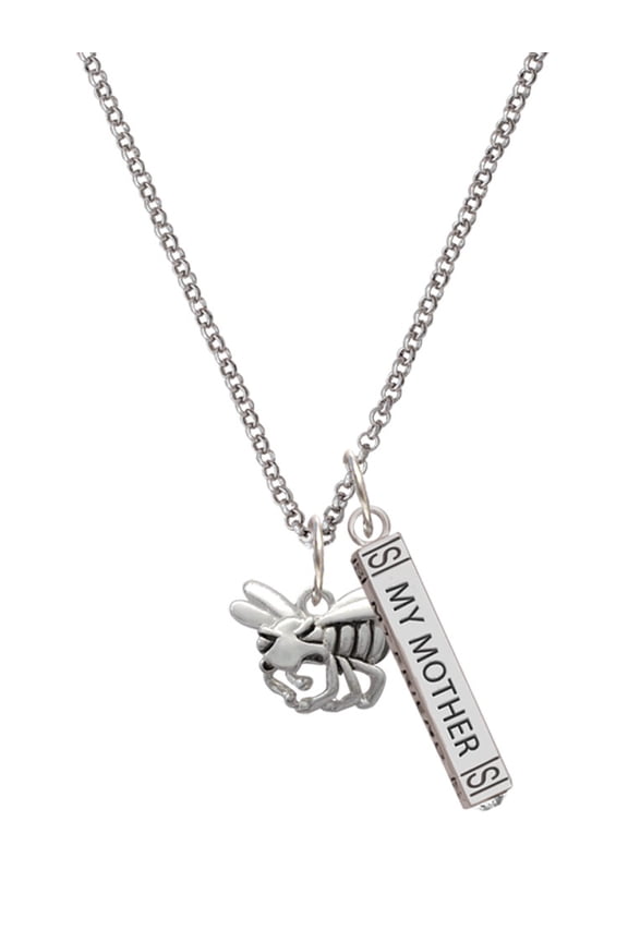 Silvertone Large Yellow Jacket - Mascot Silvertone Always My Mother Bar Charm Necklace, 23"