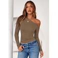 thumbnail image 2 of Remera PRETTYGARDEN Mujer Hombros Descubiertos Manga Larga Caqui XXL, 2 of 8