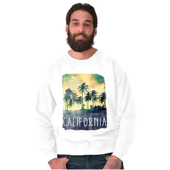 California Watercolor Palm Trees Sweatshirt for Men or Women Brisco Brands S