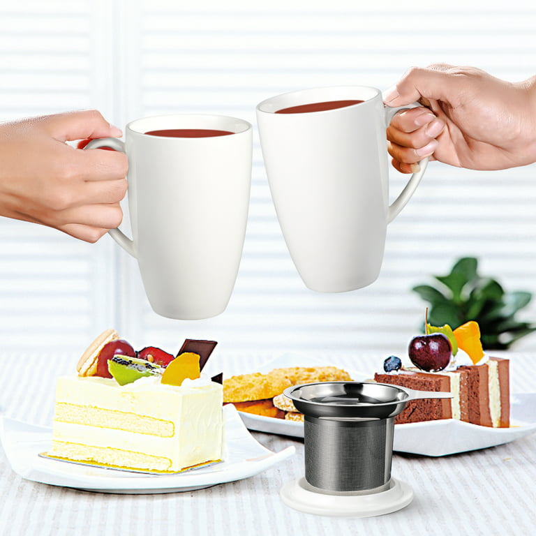400 ml Tea Mug with Infuser - 13.5 oz Glass Tea Mug with Strainer