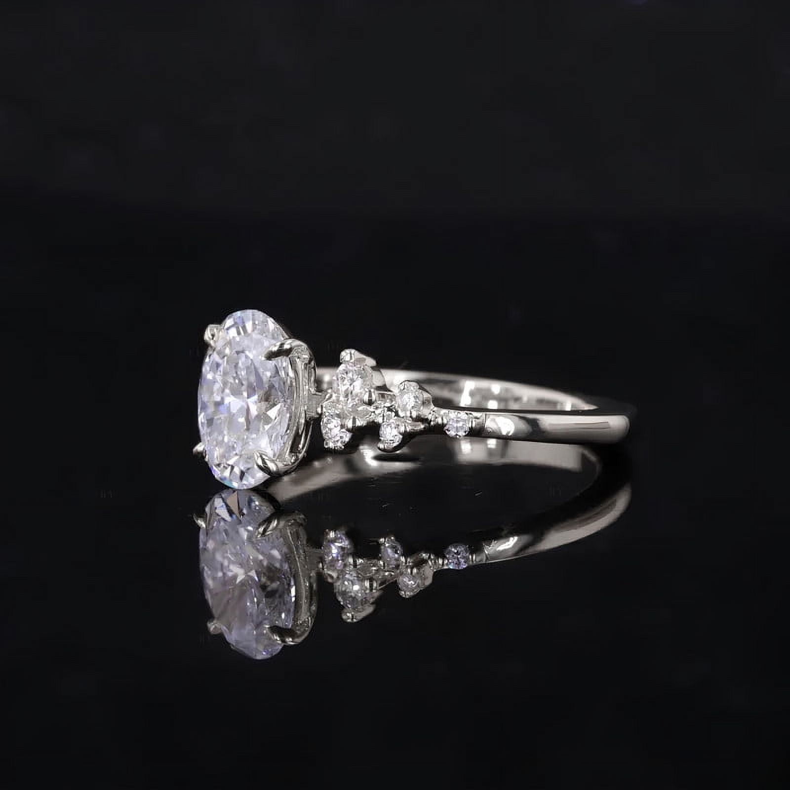 solitaire jewels Unique SnowDrift Oval Moissanite Engagement Ring For Women, 14K White Gold