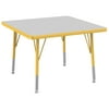 30in x 30in Square Premium Thermo-Fused Adjustable Activity Table Grey/Yellow/Yellow - Toddler Swivel