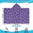 thumbnail image 2 of Purple Leopard Print Hooded Bath Towel，60"x35" for Ages 3 To 12 Kids, Quick Dry Lightweight Soft Microfiber Hood Beach Towel Cover Up for Kids, 2 of 7