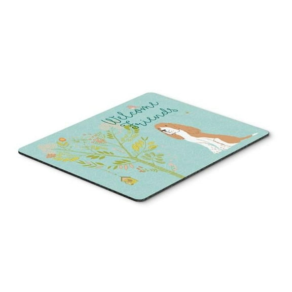 Welcome Friends Gold Springer Spaniel Mouse Pad - Hot Pad or Trivet
