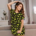 thumbnail image 3 of Fotbe Cute Cartoon Dinosaurs Green Silhouette Pattern Pattern Women's Cotton Nightgown Sleepwear Short Sleeves Shirt Casual Print Sleepdress, 3 of 6