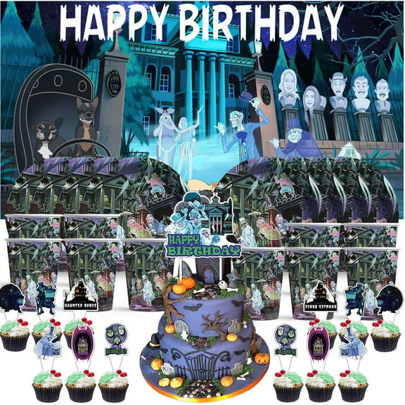 Haunted Mansion Birthday Cups Party Supplies Decor Backdrop Paper Plates Fans Decorations Banner