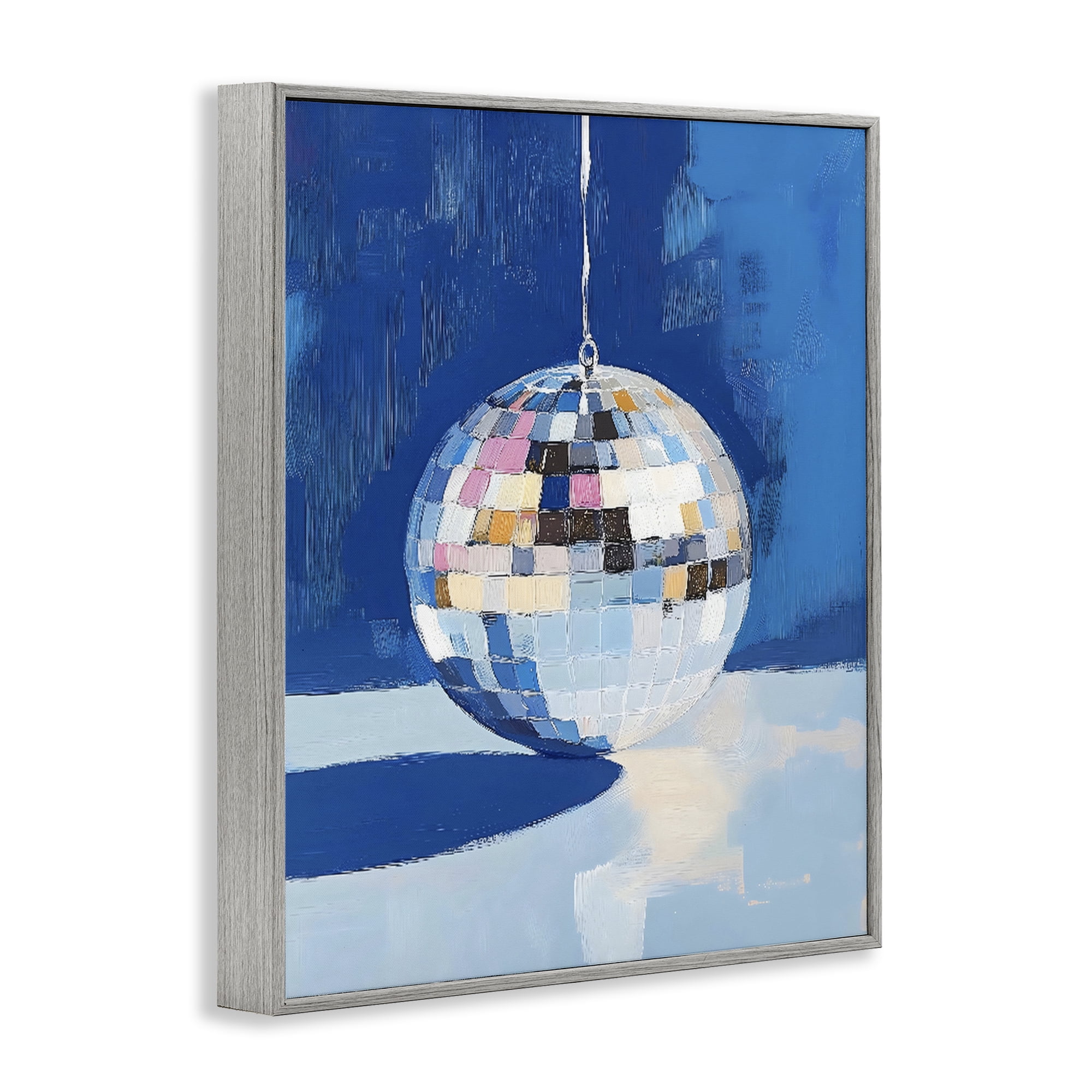 Stupell Industries Silver Dance Disco Ball Gray Framed Giclee Art, design by The Prints Vibe