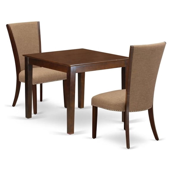 East West Furniture Oxford 3-piece Wood Dining Set in Mahogany/Light Sable