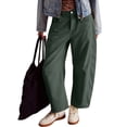thumbnail image 2 of JAJAHO Women's Corduroy Pants Mid Rise Elastic Waist Tapered Pants Casual Baggy Solid Color Trousers With Pockets Soft Trousers, 2 of 6