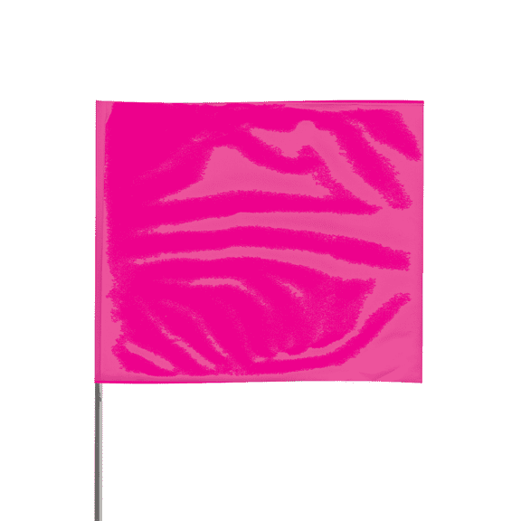Presco Steel Wire Staff Marking Flags [4 in. x 5 in. Flag]: 21 in. Steel Wire / (Neon Pink)