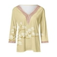 thumbnail image 5 of LEAVINGSUO Long Sleeve Shirts for Women, Fall Womens Tops Fashion Women's Summer V-Neck 3/4 Sleeve Print Casual T-Shirt Blouse, 5 of 5