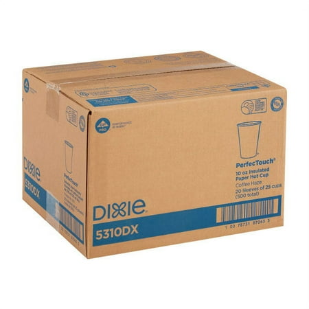 Dixie PerfecTouch Insulated Disposable Paper Hot Coffee Cup, 5310DX, 10 Fl. Oz., 500 Cups