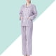 thumbnail image 5 of Pijama de algodón para mujer, cómodo, de manga larga, para pacientes encamados, hospitalizados y en casa (rayas rosas y blancas, talla M), 5 of 8
