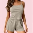 thumbnail image 5 of BWASD 2PC Womens Pajama Casual Solid Color Matching Lounge Set Loose Soft Comfy Cami Shorts Set Ladies Underwear Sleepwear Spring Summer Fashion XXL, 5 of 5