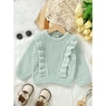 thumbnail image 5 of Aojekbee Baby Girl Sweater, Long Sleeve Crew Neck Frills Solid Winter Warm Knit Pullover Sweater Infant Clothes, 5 of 10
